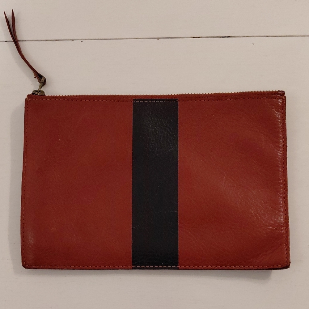 NWT Madewell Paint Stripe Leather Wallet Or Clutch